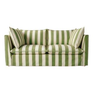 Sophie Conran Coco 2.5 Seater Sofa - Spring Green Stripes with Knife Edge Cushion For Sale
