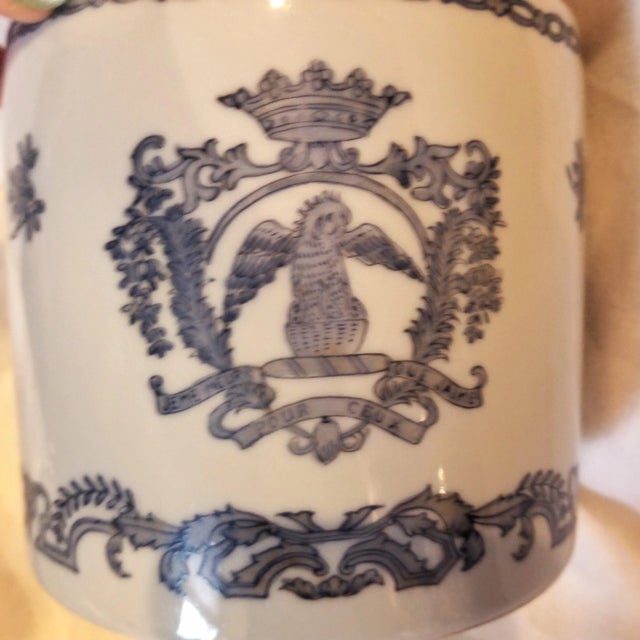 Ethan Allen 1980s Vintage Blue and White Porcelain Canister, Ethan Allen Home Collection For Sale - Image 4 of 7