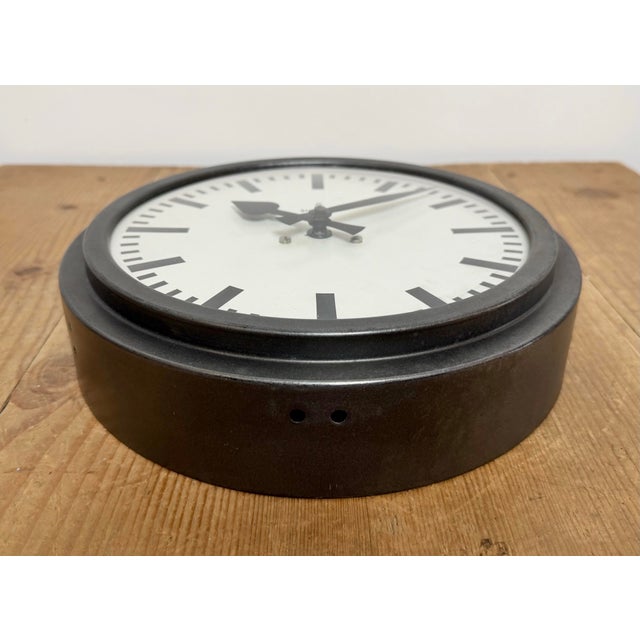 Black Industrial Factory Wall Clock from Siemens, 1950s For Sale - Image 11 of 17