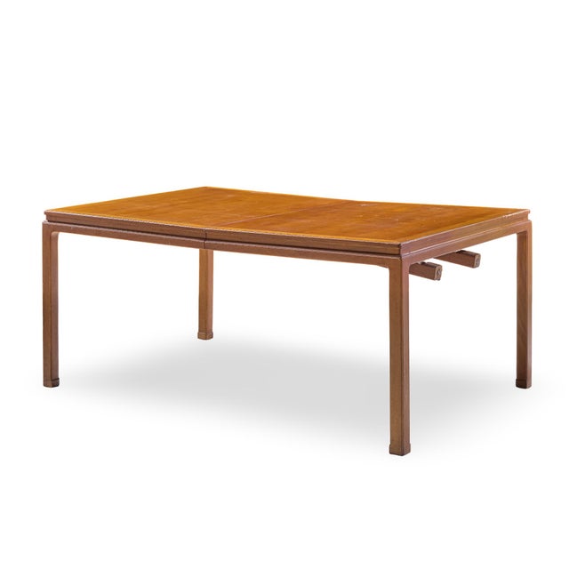 Brown Edward Wormley for Dunbar Mid Century Bleached Mahogany Expanding Dining Table With 2 Leaves For Sale - Image 8 of 13