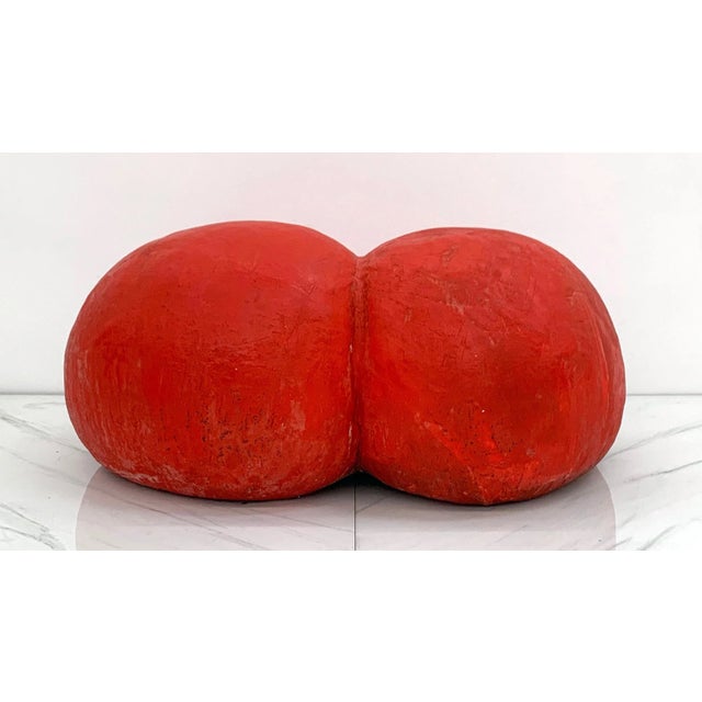 Red Louis Durot Pouffesses Chair, Signed, 1990 For Sale - Image 8 of 9