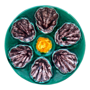 French Majolica Oyster Plate Bavent, Circa 1920