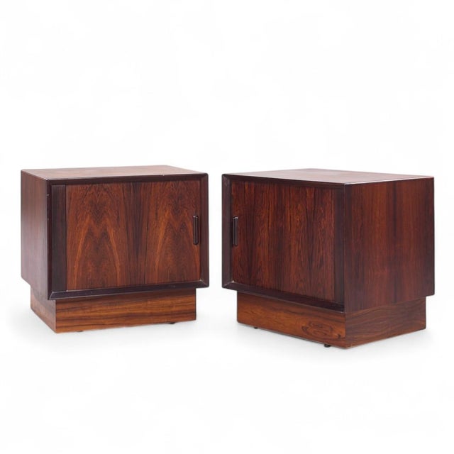 Mid-Century Modern Svend Madsen Mid Century Danish Rosewood Tambour Door Nightstands - Pair For Sale - Image 3 of 12