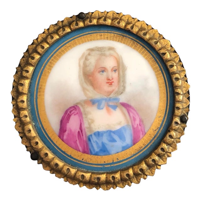 19th Century Antique French Porcelain Framed Portrait For Sale