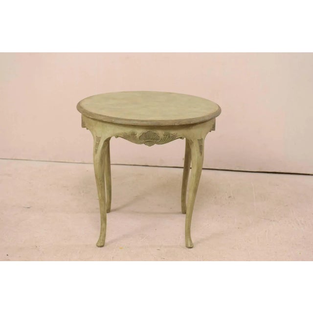 Wood Swedish Round Painted Wood Occasional Table For Sale - Image 7 of 11