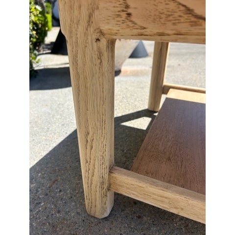 Wood Vintage Wood Side Table With Inset Stone Top and Lower Shelf For Sale - Image 7 of 17