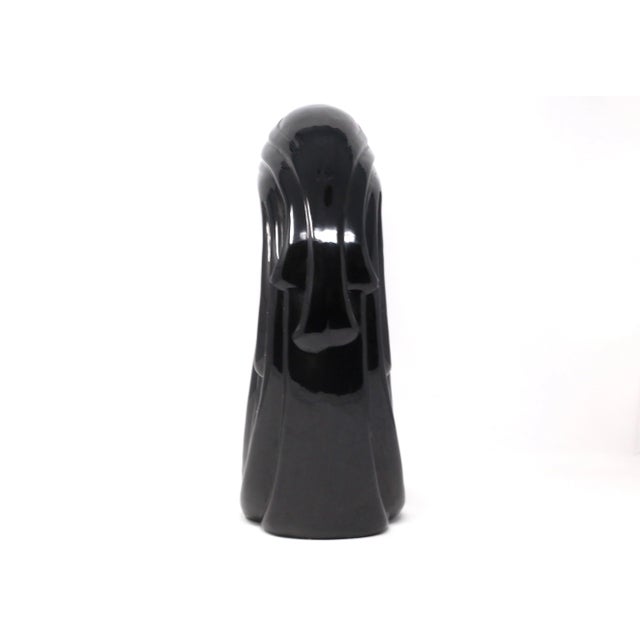 1990 Black Ceramic Woman's Head and Hair Sculpture For Sale In Tampa - Image 6 of 13