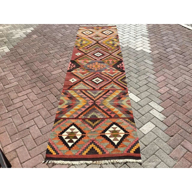 Vintage Turkish Kilim Runner - 39" X 144" For Sale - Image 11 of 11
