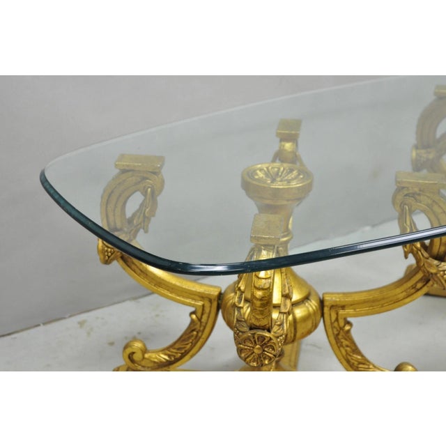 Metal Vintage Italian Hollywood Regency Gold Gilt Metal Double Pedestal Coffee Table For Sale - Image 7 of 18