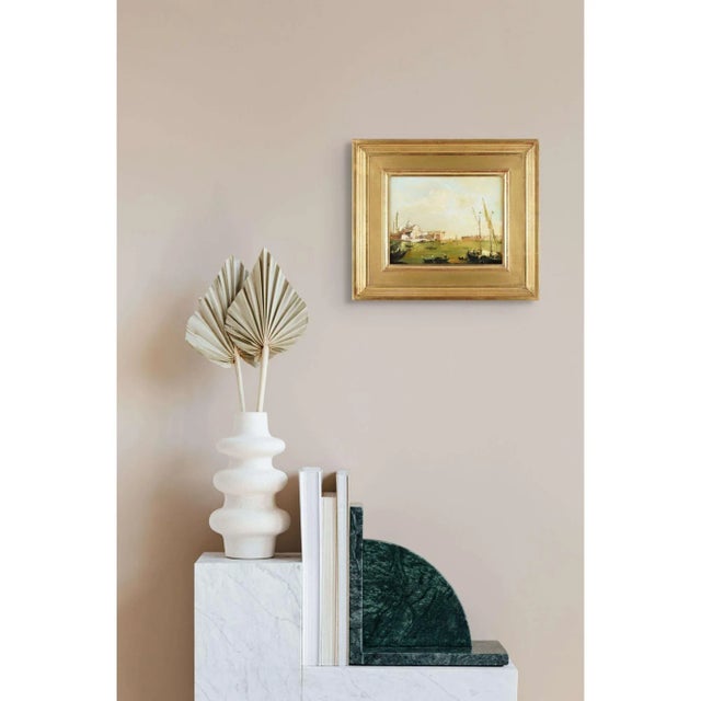 Textile Oil on Canvas View of San Giorgio Maggiore, Venice, C. 1800's For Sale - Image 7 of 8