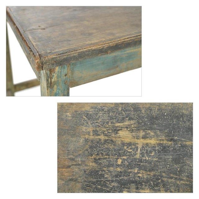 Wooden Table with Green Patina For Sale - Image 6 of 7