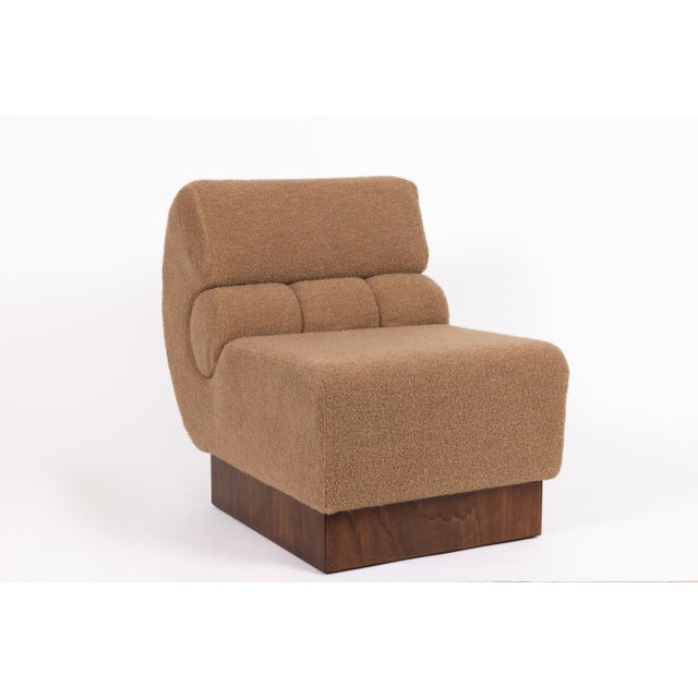 Italian Lounge Chair in Walnut and Cashmere Bouclé from Schumacher, 1970 For Sale - Image 13 of 16