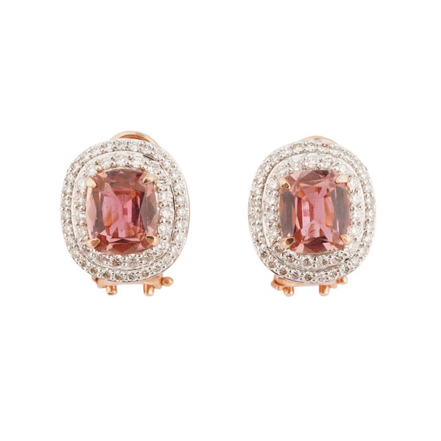 Pink Natural diamond 1.68cts & pink tourmaline3.85cts earring in 18k gold For Sale - Image 8 of 18