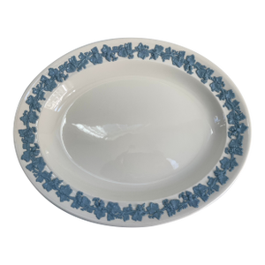 Wedgwood Queens Ware Blue & White Embossed Serving Platter
