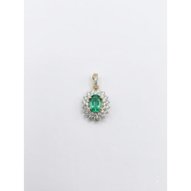 Early 21st Century Natural 18k Gold Pendant, 0.79ct Emerald, 0.66ct Diamonds For Sale - Image 5 of 7