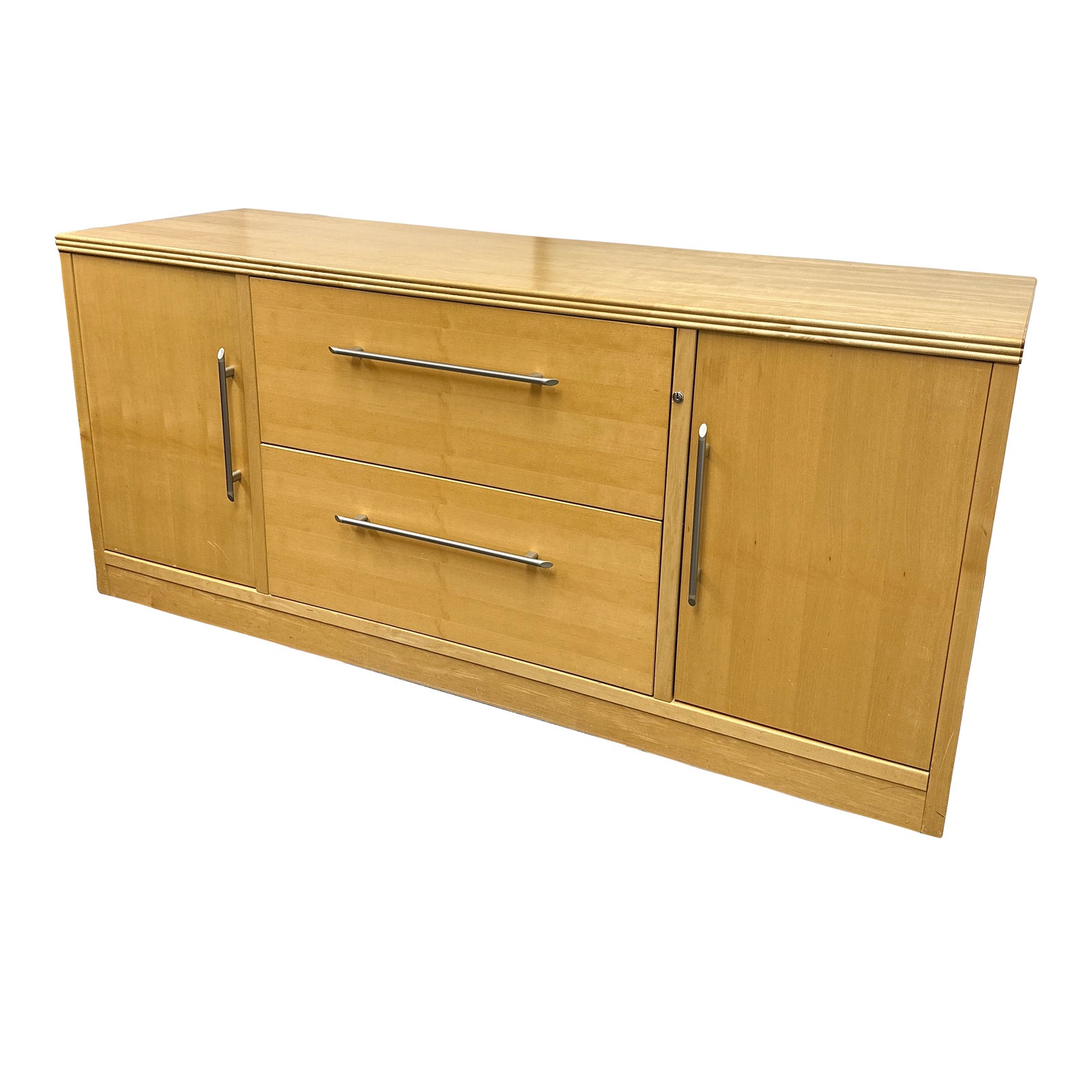 Maple Finish Console Filing Cabinet + Shelves | Chairish