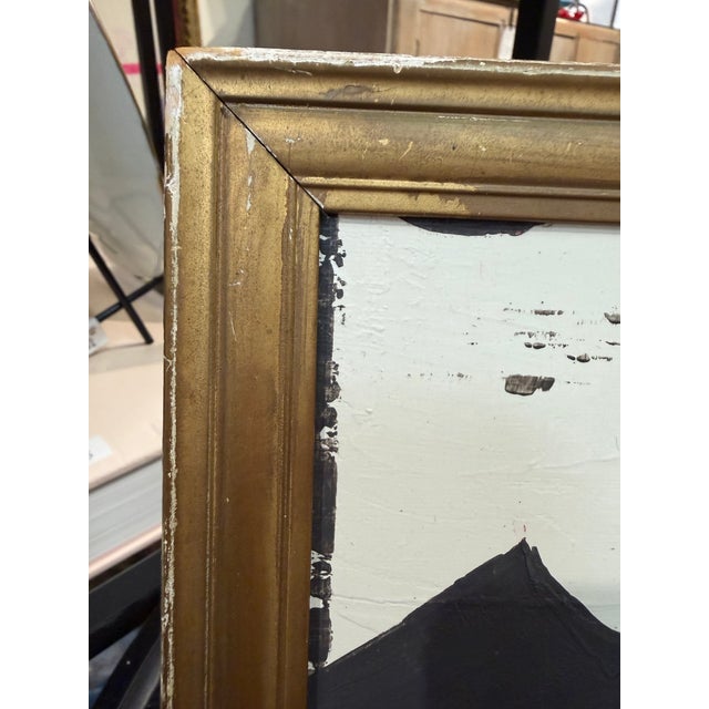 Original Petite Modern Abstract Painting in Antique Gold Frame For Sale In Houston - Image 6 of 8