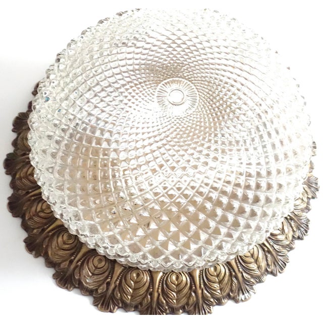 Vintage Brass and Crystal Glass Ceiling Lamp, 1960s For Sale - Image 4 of 9