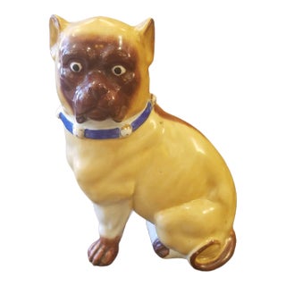 Antique Mid 19th Century German Porcelain Pug Figurine For Sale