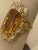 Approximately 6 Carat Natural Very long Cushion shape Citrine Cocktail Ring in 14 Karat Yellow Gold, Estate , Size 6.5...