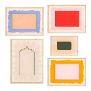 Colorful Modern Abstract Set of 5 Art Prints, "Primary Set" by Emily Keating Snyder, Prints in Wood Frames