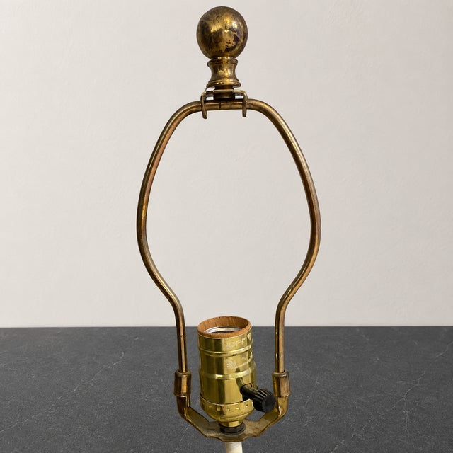 1970s Maitland-Smith Tessellated Stone & Brass Kimono Table Lamp For Sale - Image 13 of 14