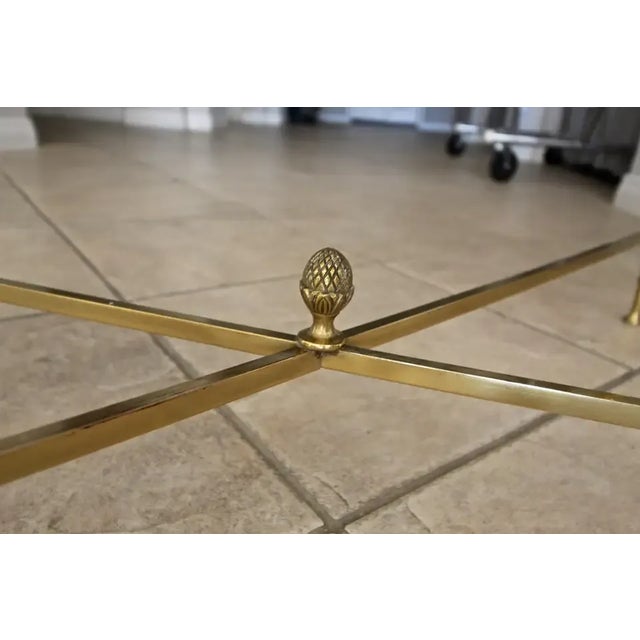 Brass 1950s French Brass X Base Coffee Cocktail Table For Sale - Image 8 of 13