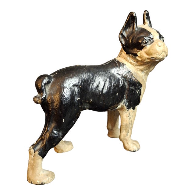 Antique Vindex Toys Cast Iron Boston Terrier Still Bank 1931 Dog Coin Penny Bank For Sale