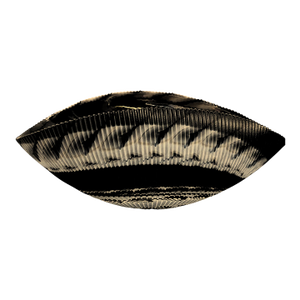 Vintage Murano Art Glass Shell Bowl – Sculptural Italian Black & Clear Ribbed Glass Catchall