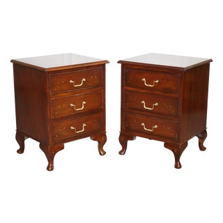 Anglo Indian Nightstands with Brass Inliad For Sale