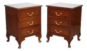 Anglo Indian Nightstands with Brass Inliad