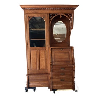Antique American Empire Cherry Bookcase?Secretary For Sale