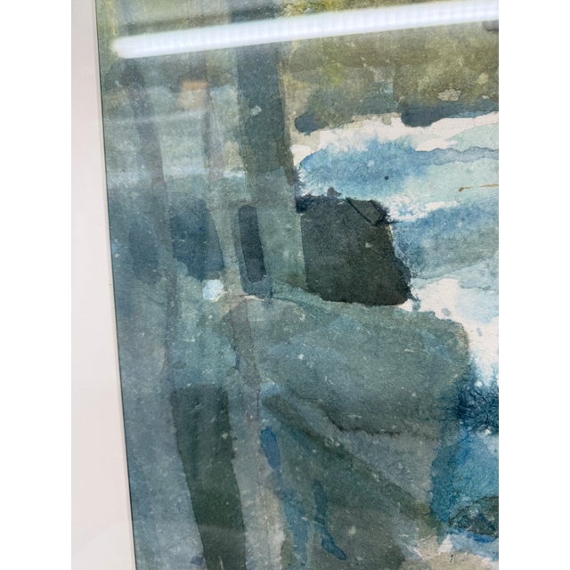 Green Circa 1983 Larry Welden Russian River Watercolor, Framed For Sale - Image 8 of 12
