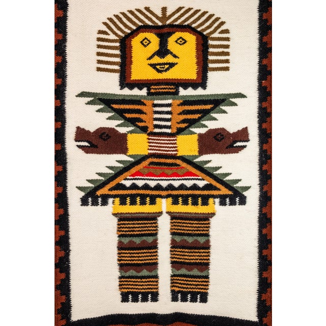 Meso-American Aztec Hand-Woven Tapestry Folk Art / Wall Art, Mexico, C. 1970's For Sale - Image 9 of 10