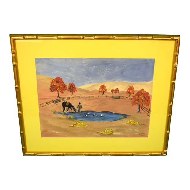 "Tom's Day" 1961 Equestrian Watercolor For Sale