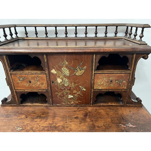 Wooden Stepped Desk with Pyrography, 19th Century For Sale - Image 5 of 12