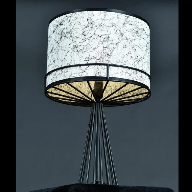 Black Tony Paul Black and White Mid-Century Modern Metal Wire Table Lamp For Sale - Image 8 of 9