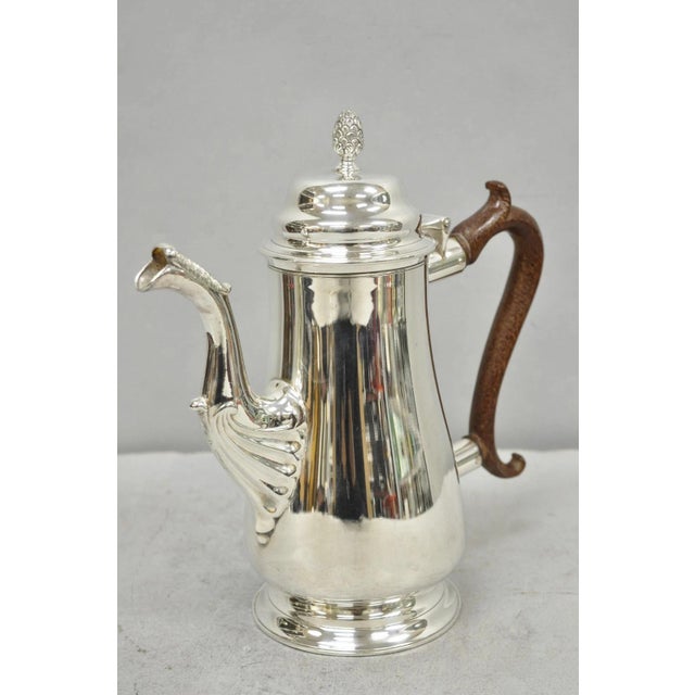 Vintage Victorian Silver Plated Coffee Pot Tea Kettle W/ Carved Wood Handle For Sale - Image 11 of 11