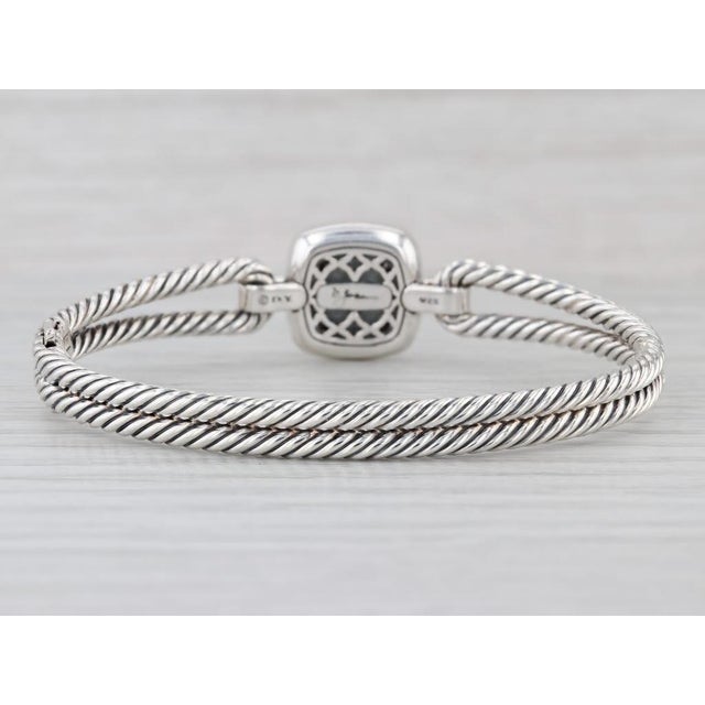 Metal David Yurman 0.70ctw Diamond Albio Cable Bangle Bracelet Sterling Silver 6.5" For Sale - Image 7 of 8