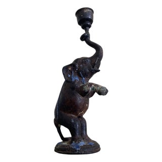 Antique Bronze Elephant Candleholder, 1890 For Sale