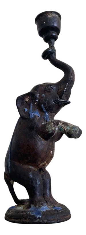 Antique Bronze Elephant Candleholder, 1890