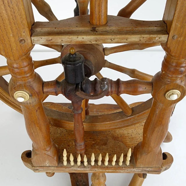 Antique Majestic Spinning Wheel in Ebony Wood For Sale - Image 10 of 13