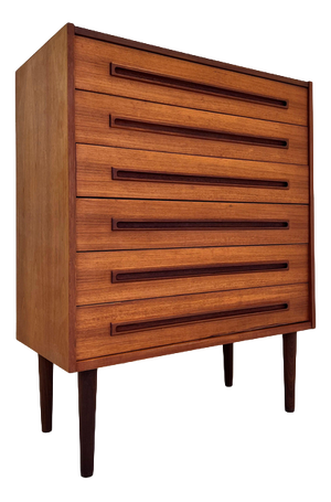Teak Chest of Drawers with Recessed Long Handles, Denmark, 1960s