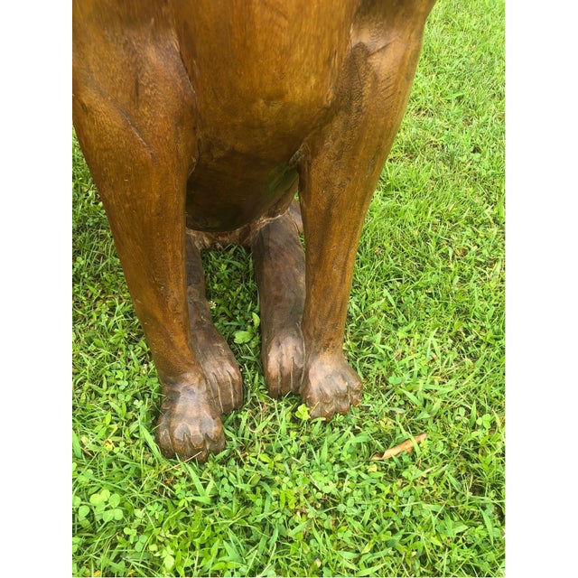 Wood Pair of Large Vintage Carved Wooden Panthers For Sale - Image 7 of 10