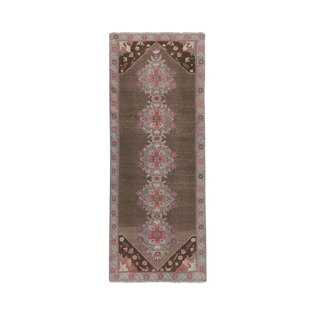 1960s Vintage Turkish Karapinar Runner Rug With Pastel Color 3'8'' X 8'11'' For Sale - Image 13 of 13