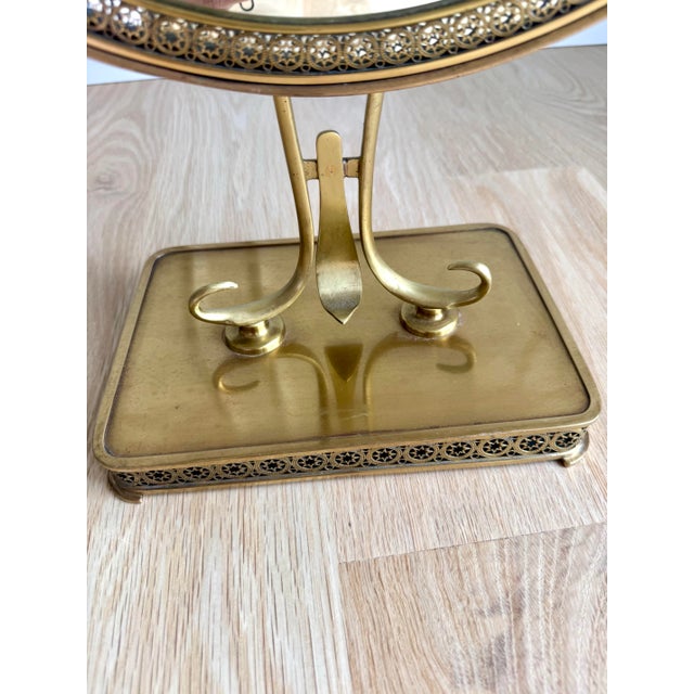Italian Large 1950s Italian Brass Vanity Mirror With Pierced Star Border & Scroll Base, 22″ For Sale - Image 3 of 7