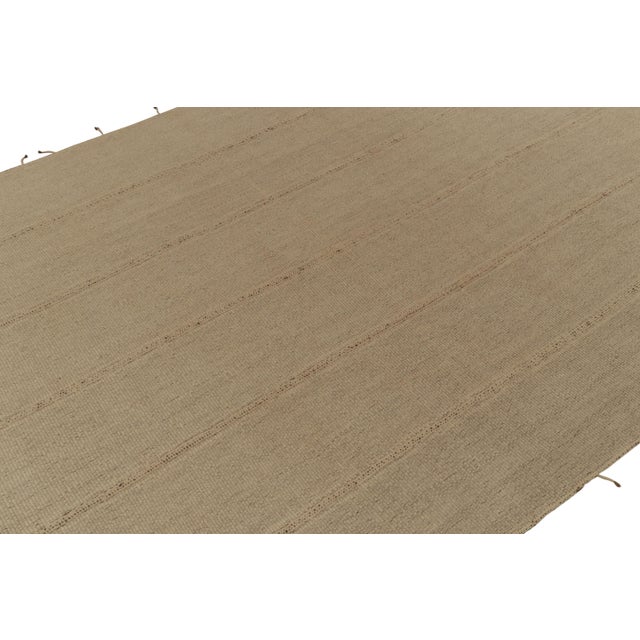 2010s Rug & Kilim’s Contemporary Kilim in Sandy, Solid Beige-Brown Panel Woven Style For Sale - Image 5 of 7