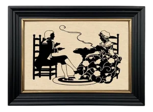 "Colonial Tea" Contemporary Paper Cut Silhouette, Framed