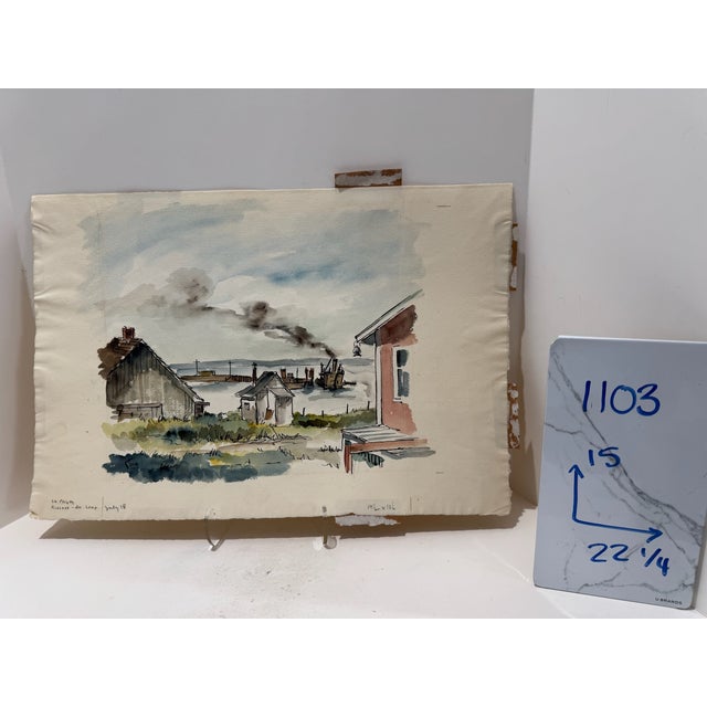 Paper Henry Emil Salloch Original Watercolor on Paper La Pointe/Riviere -Du- Loup. Canada, 1957. For Sale - Image 7 of 7