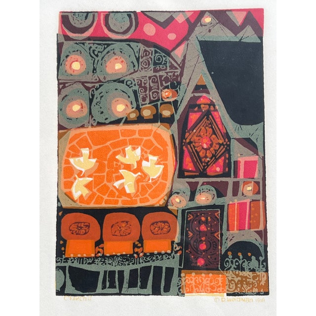 1960s 1969 David Weidman Mid Century Print "Church Ll", Framed For Sale - Image 5 of 7